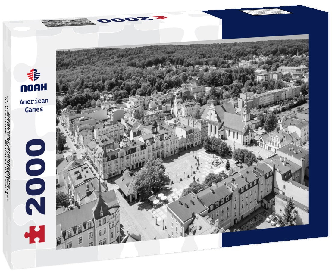 Noah Jigsaw Puzzle Beautiful architecture of the old town in Wejherowo in summer, Poland in black white 2000 pieces