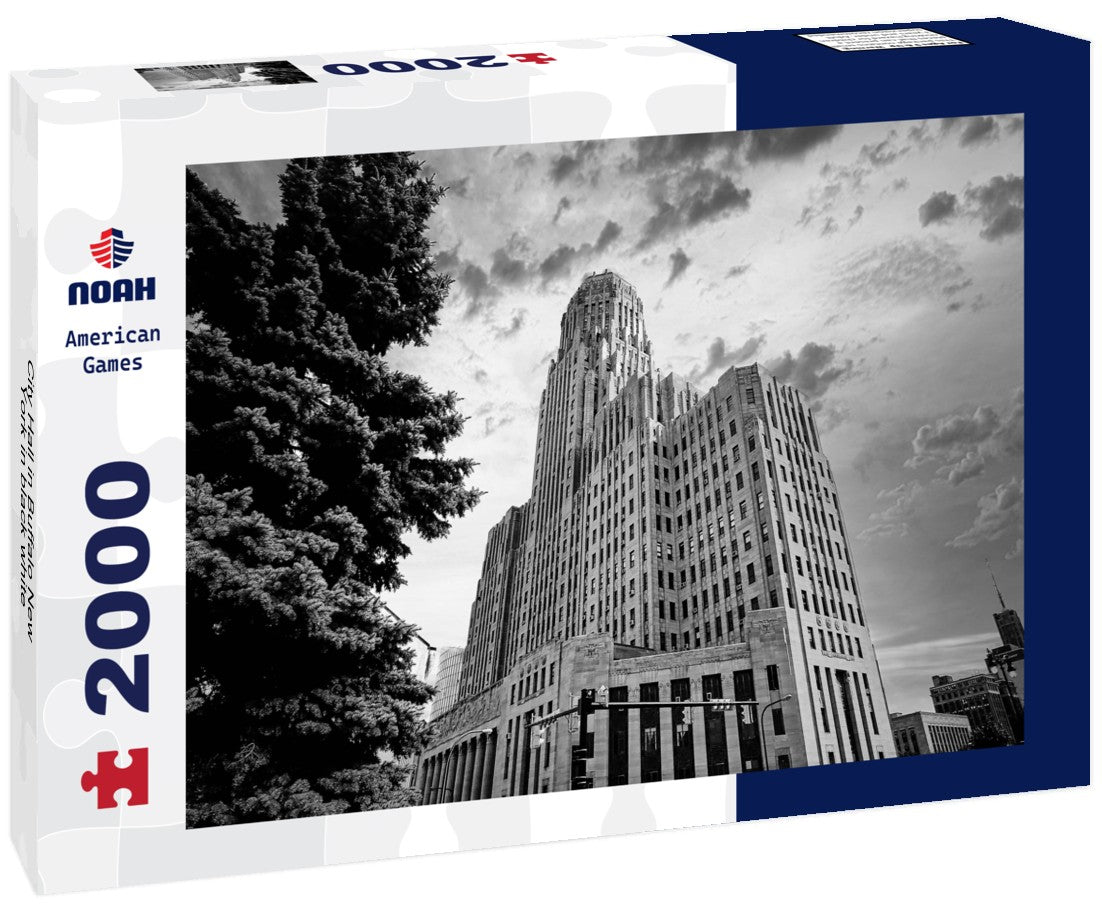 Noah Jigsaw Puzzle City Hall in Buffalo New York in black white 2000 pieces