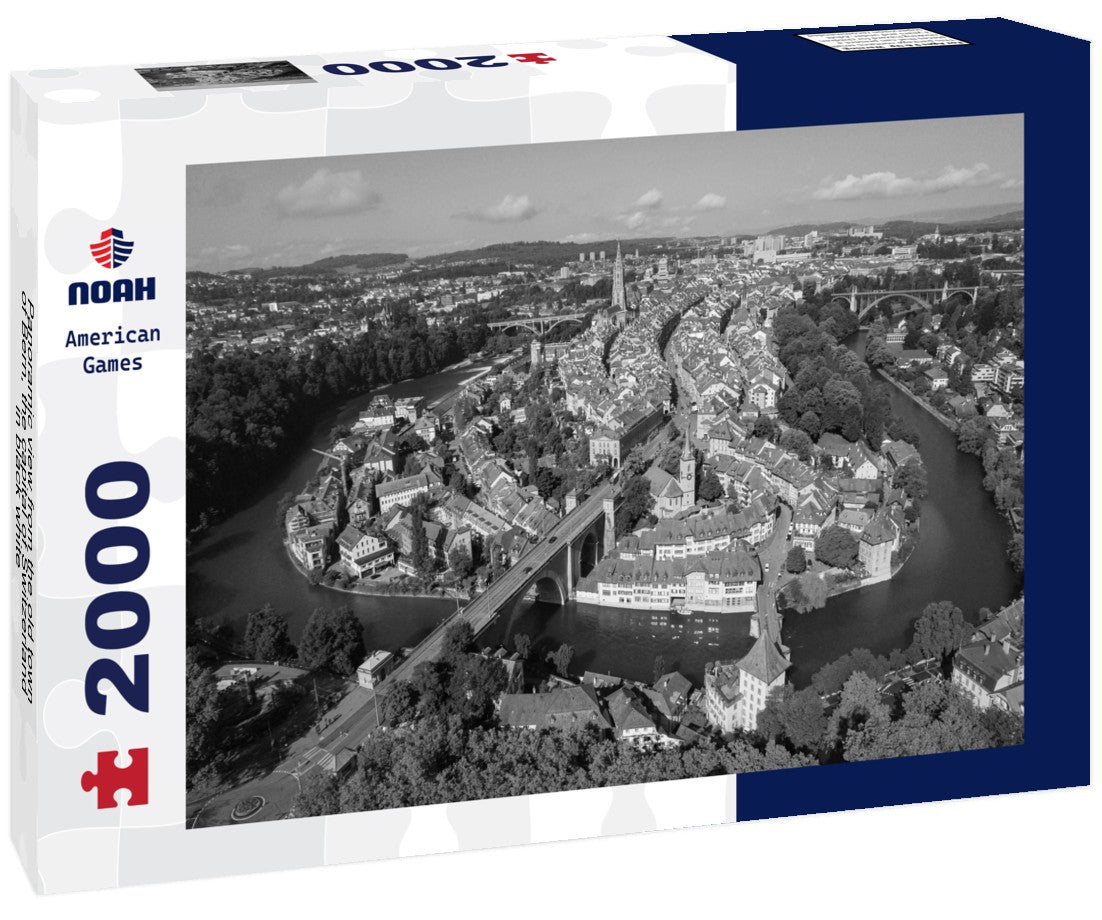 Noah Jigsaw Puzzle Panoramic view from the old town of Bern, the capital of Switzerland in black white 2000 pieces