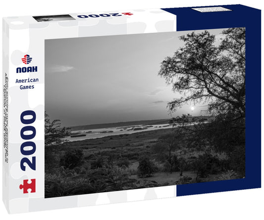 Noah Jigsaw Puzzle Epic sunrise over savannah in Murchinson Falls National Park Uganda in black white 2000 pieces