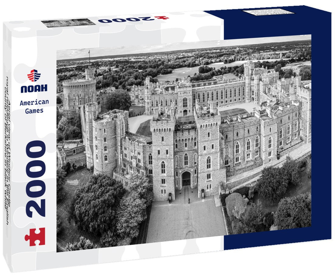 Noah Jigsaw Puzzle Aerial view of Windsor Castle, royal residence in Windsor in the English county of Berkshire in black white 2000 pieces
