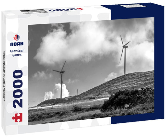 Noah Jigsaw Puzzle Wind turbine in the Tunisian countryside in black white 2000 pieces