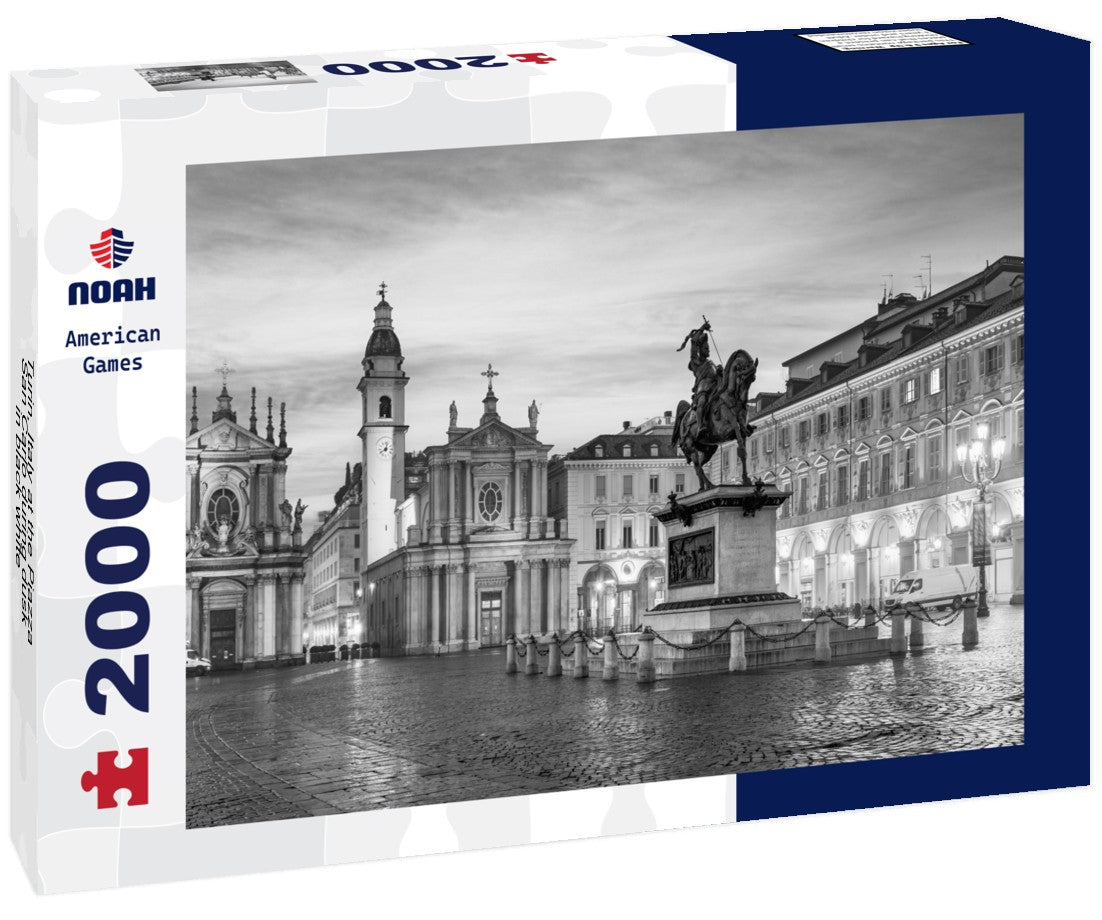 Noah Jigsaw Puzzle Turin, Italy at the Piazza San Carlo during dusk in black white 2000 pieces