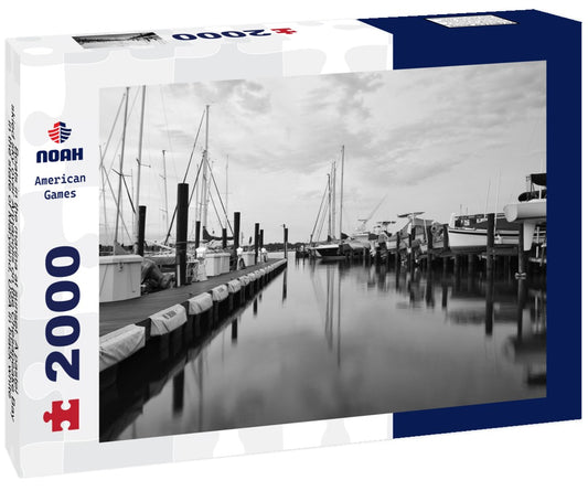 Noah Jigsaw Puzzle Boats in the marina at sunset. A pastel-skied sky over Annapolis on the Chesapeake Bay in the state of Maryland, USA in black white 2000 pieces