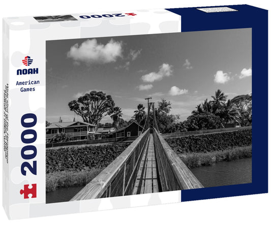 Noah Jigsaw Puzzle Wide shot of the Hanapepe Swinging Bridge in Kauai, Hawaii in black white 2000 pieces