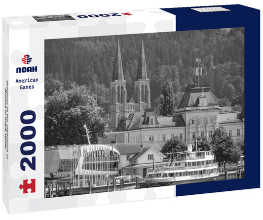 Noah Jigsaw Puzzle Bregenz at the lakeshore in Austria in black white 2000 pieces