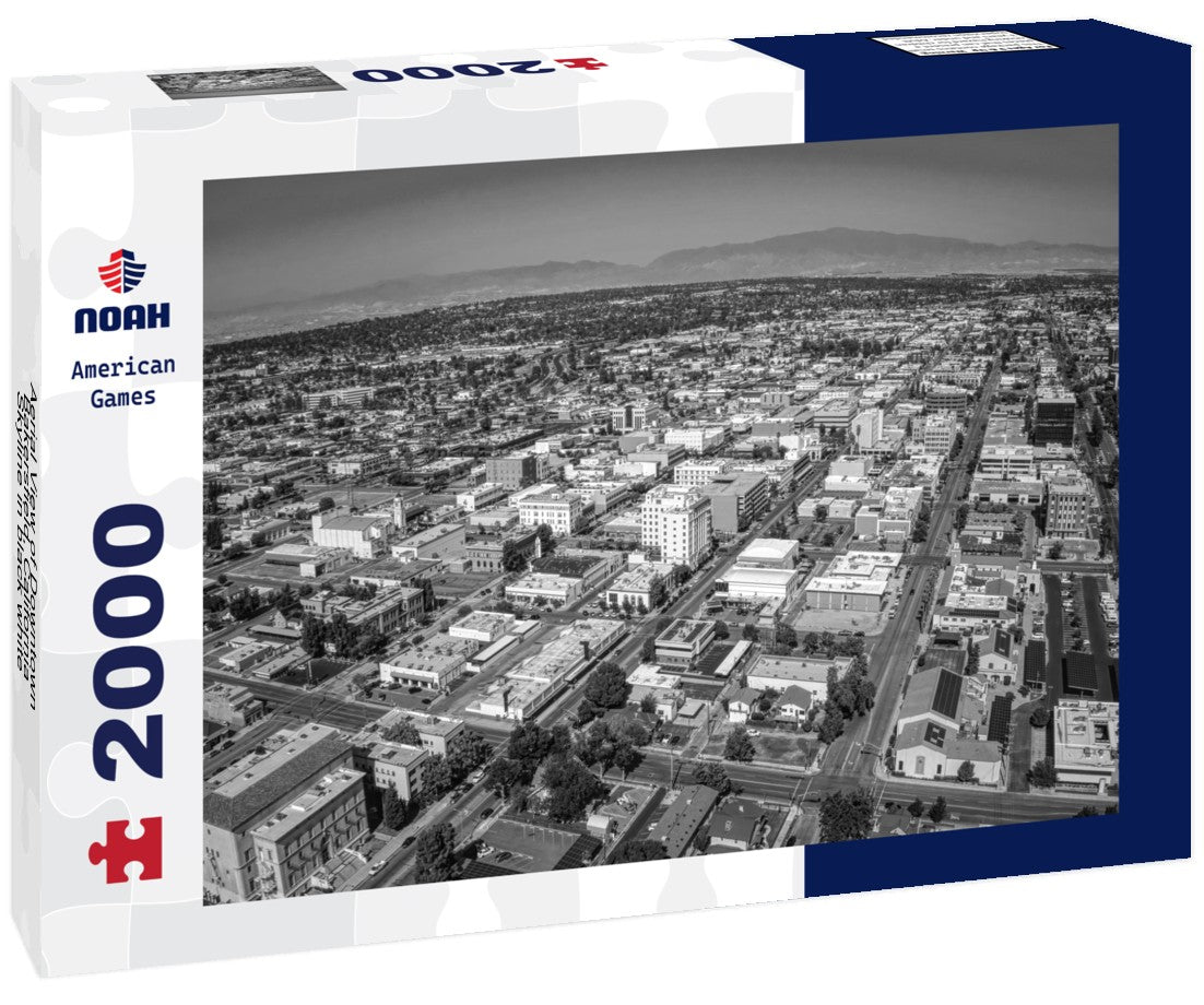 Noah Jigsaw Puzzle Aerial View of Downtown Bakersfield, California Skyline in black white 2000 pieces