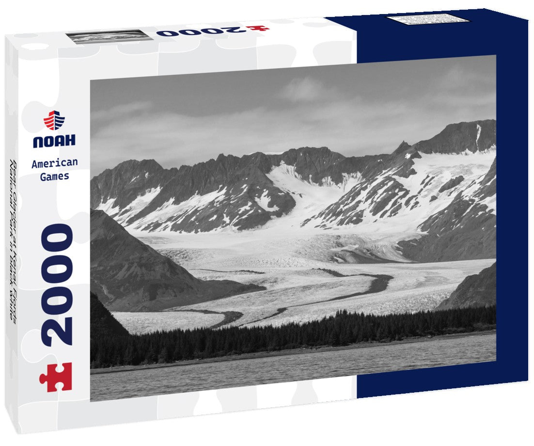 Noah Jigsaw Puzzle Bear Glacier at Kenai Fjords National Park in black white 2000 pieces