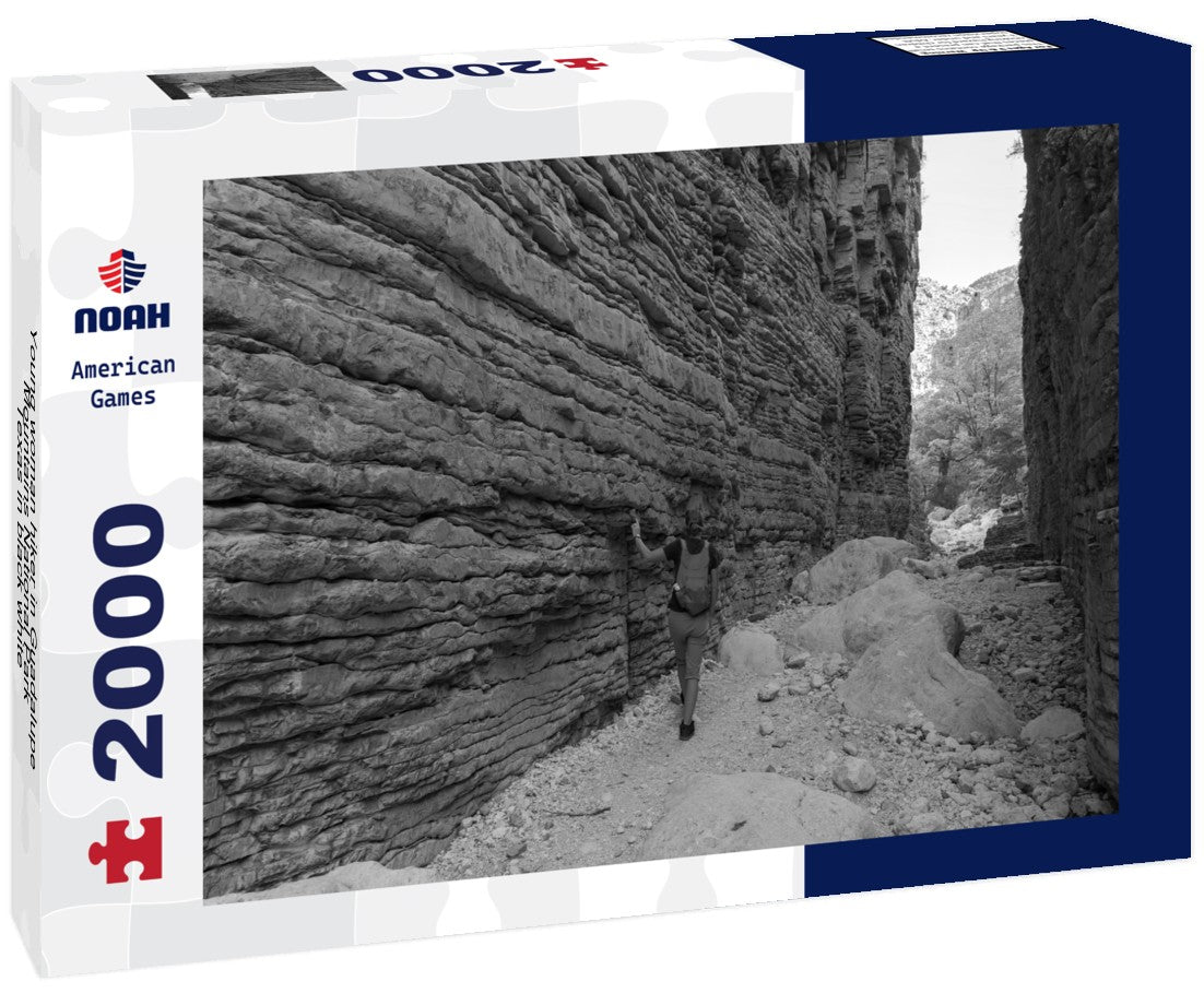 Noah Jigsaw Puzzle Young woman hiker in Guadalupe Mountains National Park, Texas in black white 2000 pieces