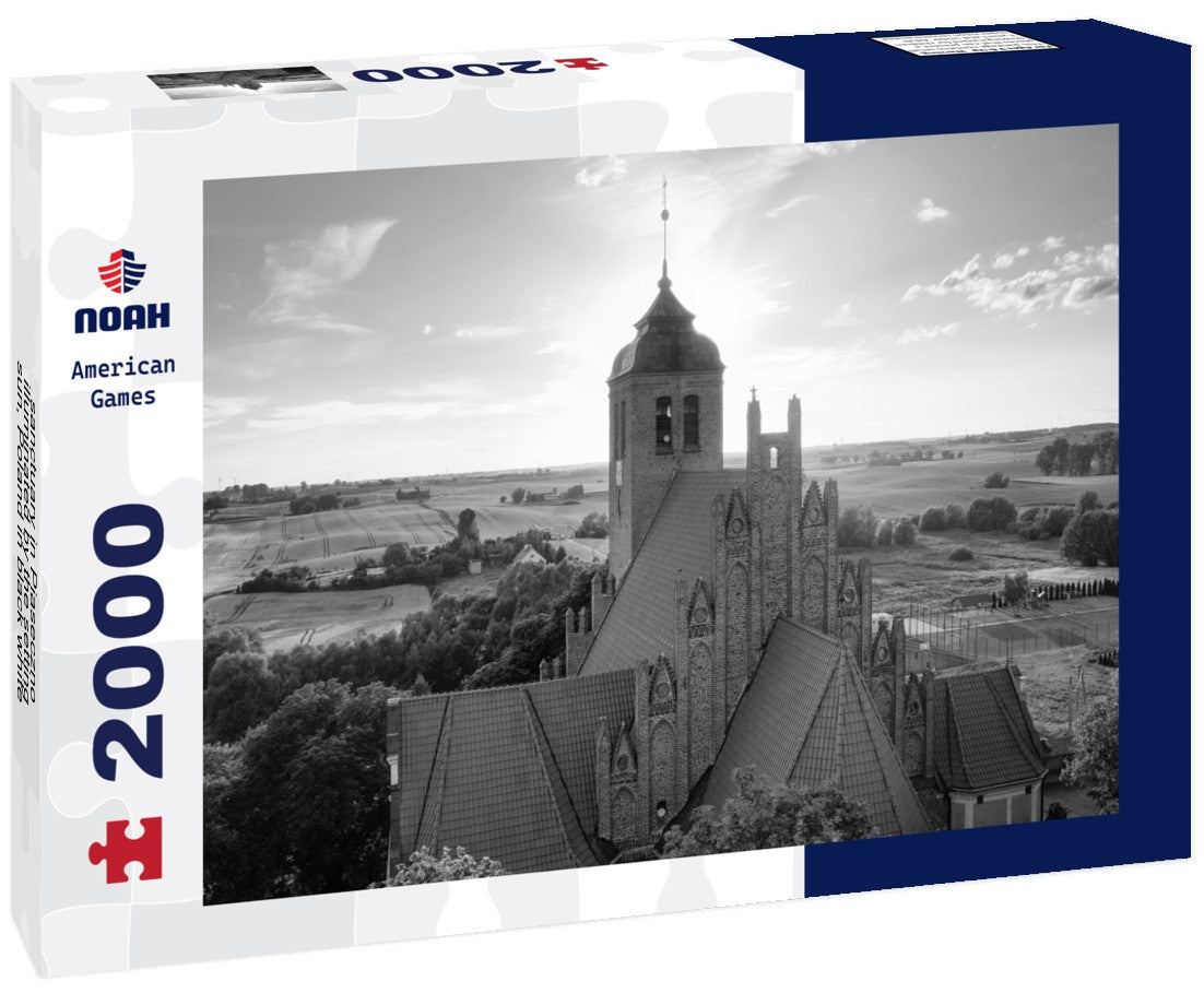 Noah Jigsaw Puzzle sanctuary in Piaseczno, illuminated by the setting sun, Poland in black white 2000 pieces