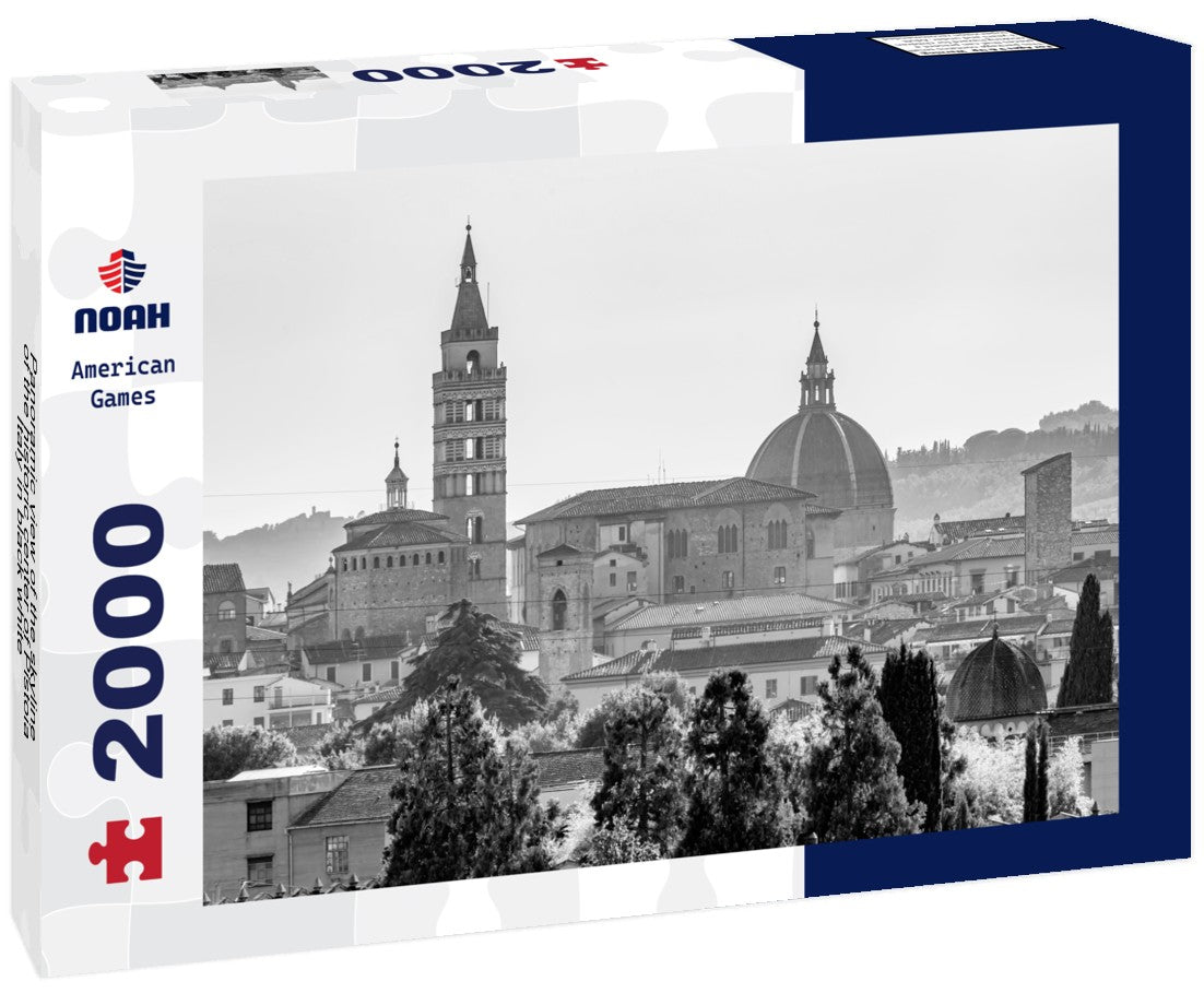 Noah Jigsaw Puzzle Panoramic view of the skyline of the historic center of Pistoia, Italy in black white 2000 pieces