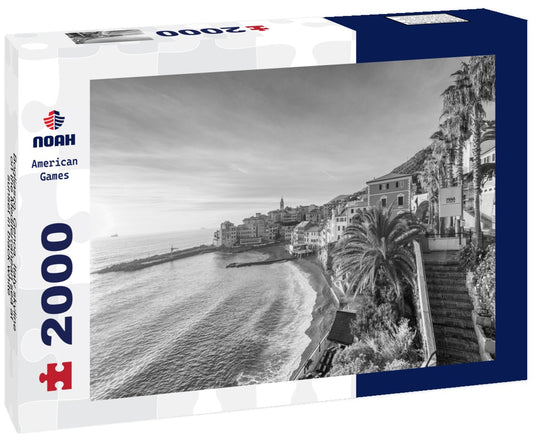 Noah Jigsaw Puzzle Bogliasco, Genoa, Italy skyline on the Mediterranean sea at sunset in black white 2000 pieces