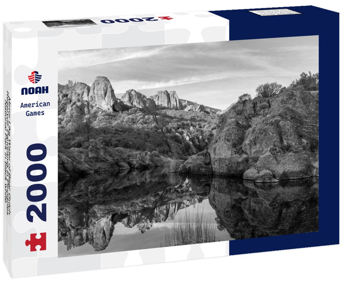 Noah Jigsaw Puzzle Mirror Like Water of Bear Gulch Reservoir Panorama in Pinnacles National Park in black white 2000 pieces