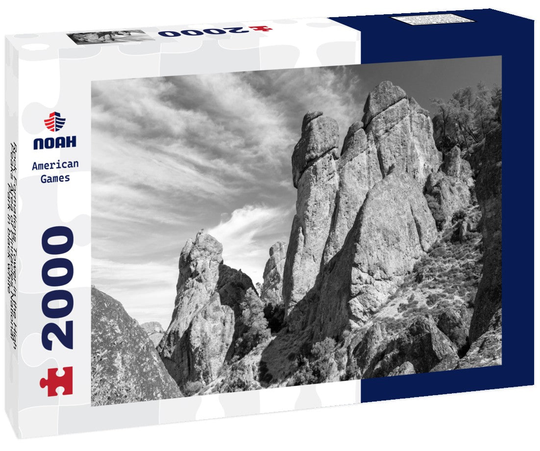 Noah Jigsaw Puzzle Rock Formations Tower in the High Peaks Area of Pinnacles National Park in black white 2000 pieces