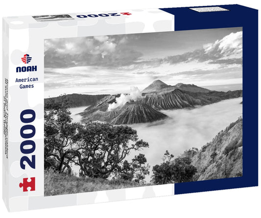 Noah Jigsaw Puzzle Bromo and Tengger caldera at sunrise, Java, Indonesia in black white 2000 pieces