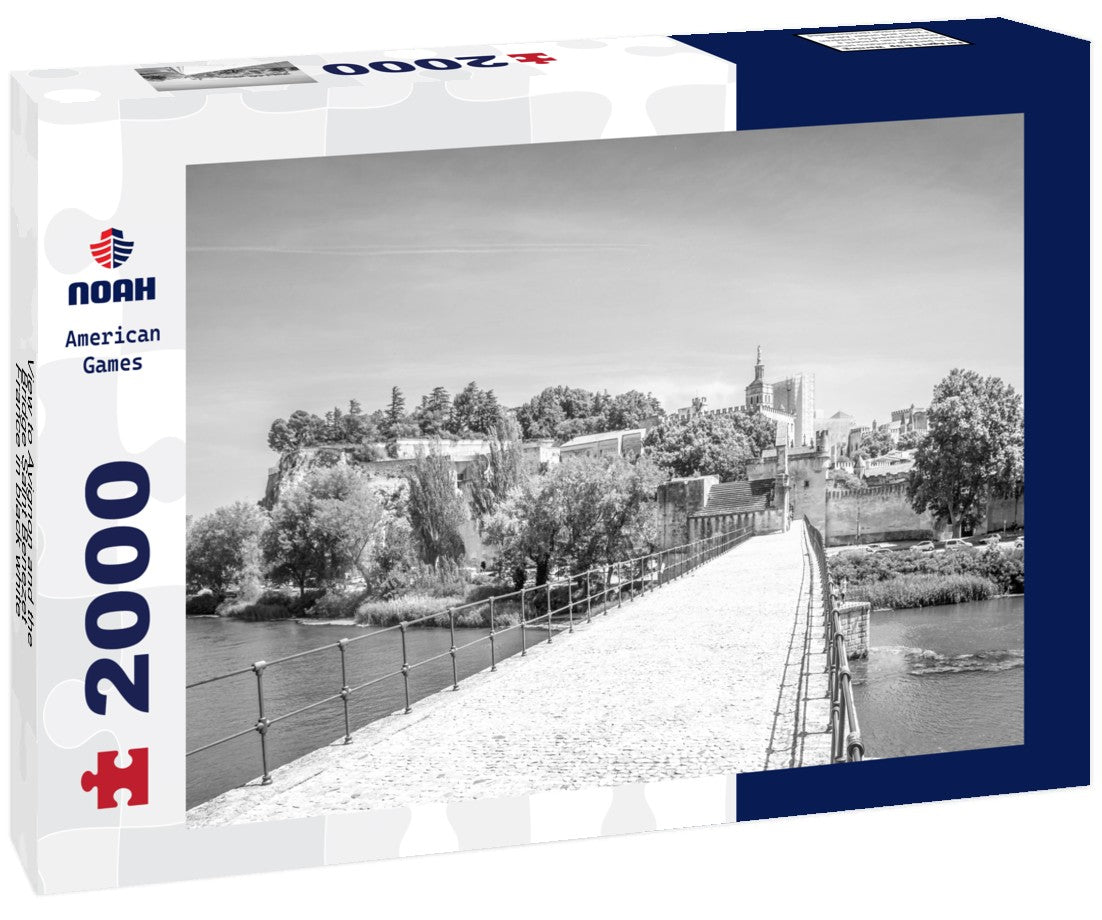 Noah Jigsaw Puzzle View to Avignon and the Bridge Saint Benezet, France in black white 2000 pieces