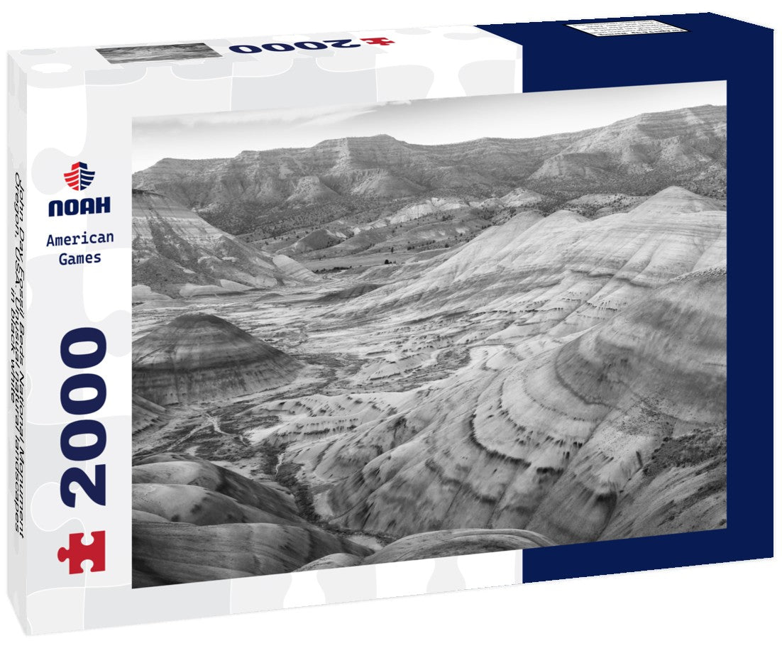 Noah Jigsaw Puzzle John Day Fossil Beds National Monument, Oregon, USA. Unusual natural landscapes in black white 2000 pieces