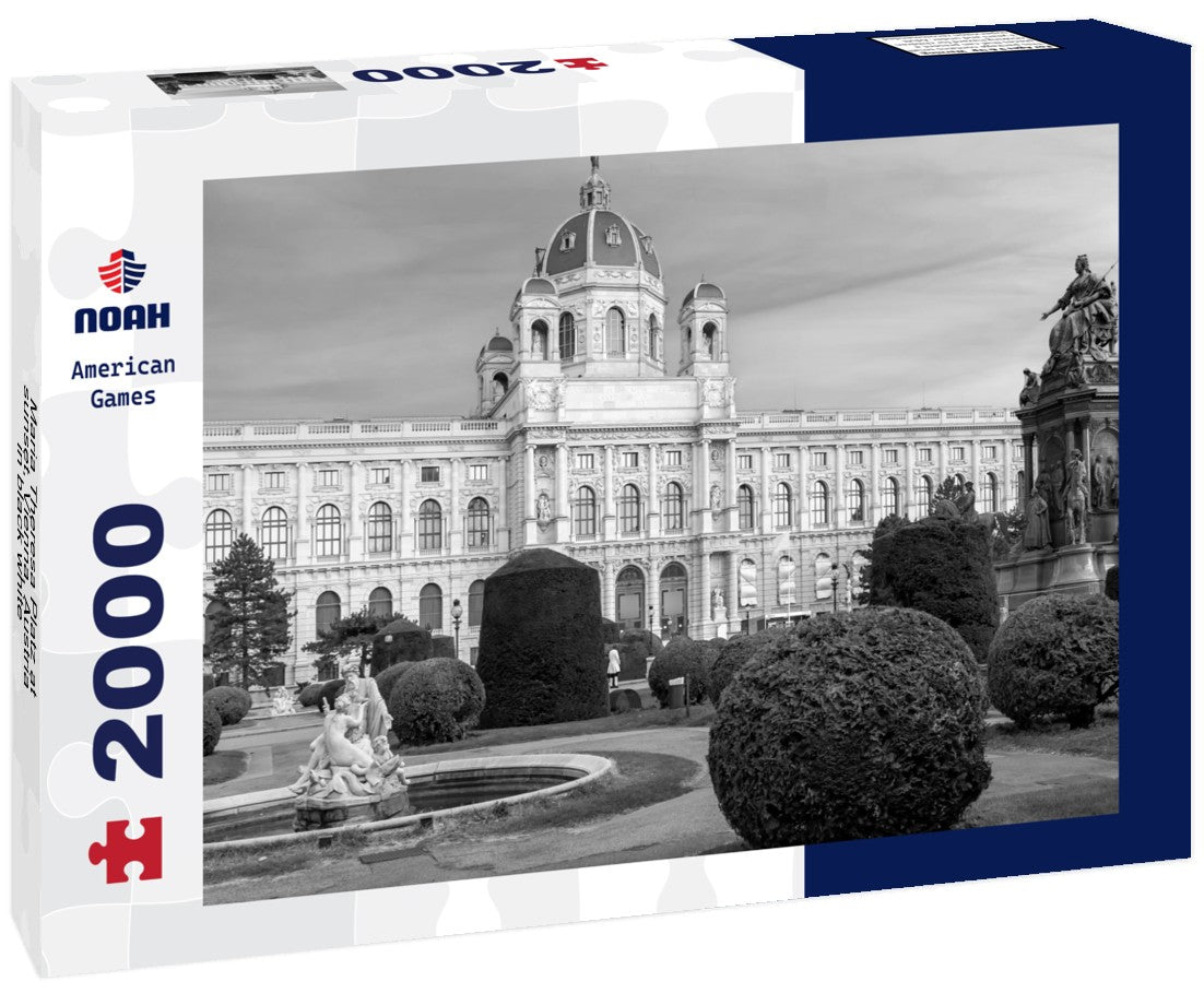 Noah Jigsaw Puzzle Maria Theresa Platz at sunset, Vienna, Austria in black white 2000 pieces