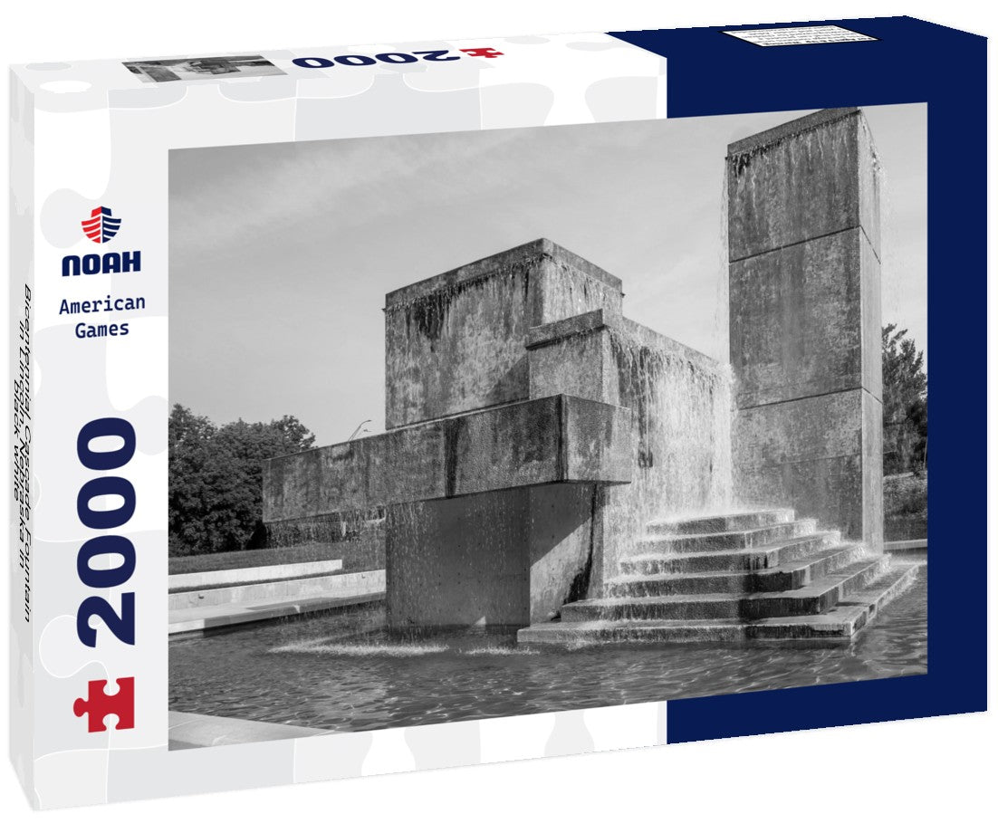 Noah Jigsaw Puzzle Bicentennial Cascade Fountain in Lincoln, Nebraska in black white 2000 pieces