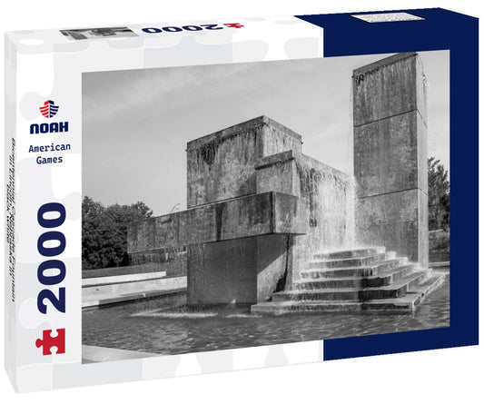 Noah Jigsaw Puzzle Bicentennial Cascade Fountain in Lincoln, Nebraska in black white 2000 pieces