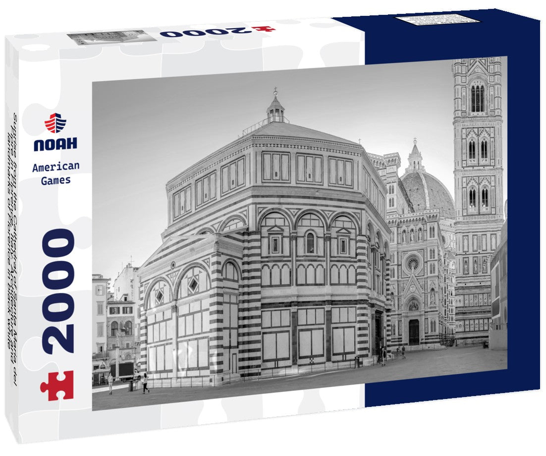 Noah Jigsaw Puzzle Sunrise from the Cathedral of Santa Maria del Fiore in Florence, Italy. Architecture and landmarks of Florence in black white 2000 pieces