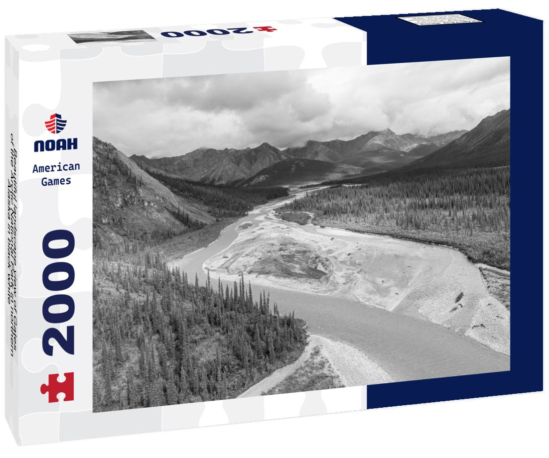 Noah Jigsaw Puzzle Beautiful landscape view of Gates of the Arctic National Park in northern Alaska in black white 2000 pieces