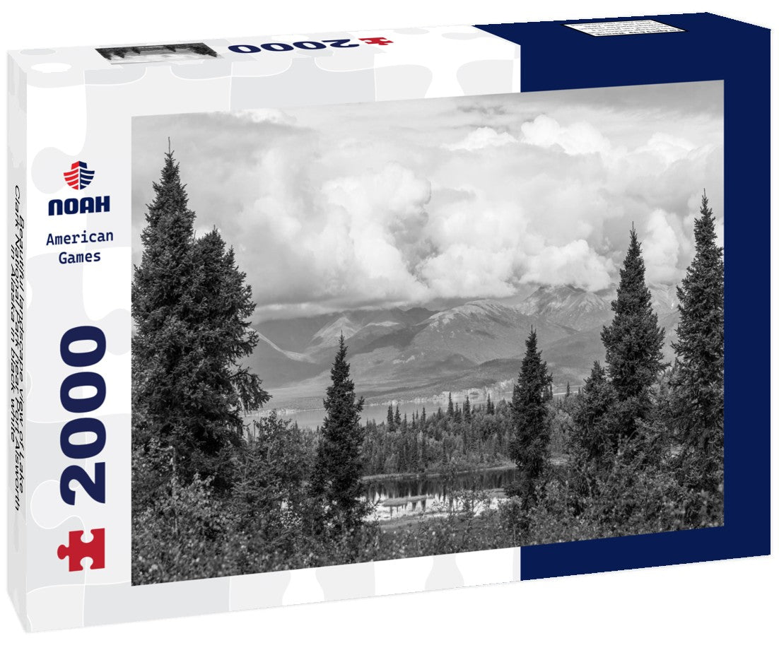 Noah Jigsaw Puzzle Beautiful landscape view of Lake Clark National Park near Port Alsworth in Alaska in black white 2000 pieces