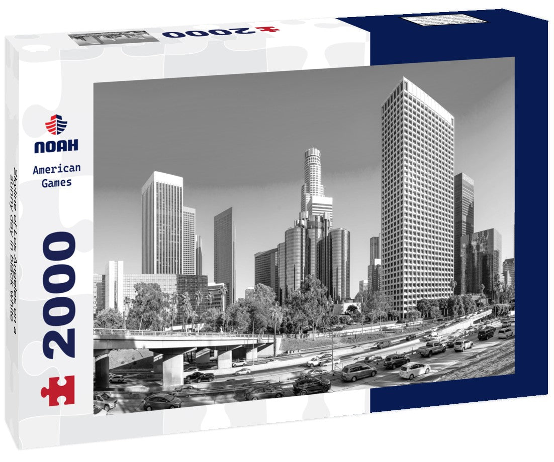 Noah Jigsaw Puzzle Skyline of Los Angeles on a sunny day in black white 2000 pieces