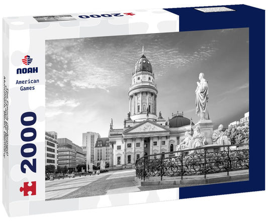 Noah Jigsaw Puzzle The French (Reformed) Church and the Schiller Monument, Berlin, Germany in black white 2000 pieces