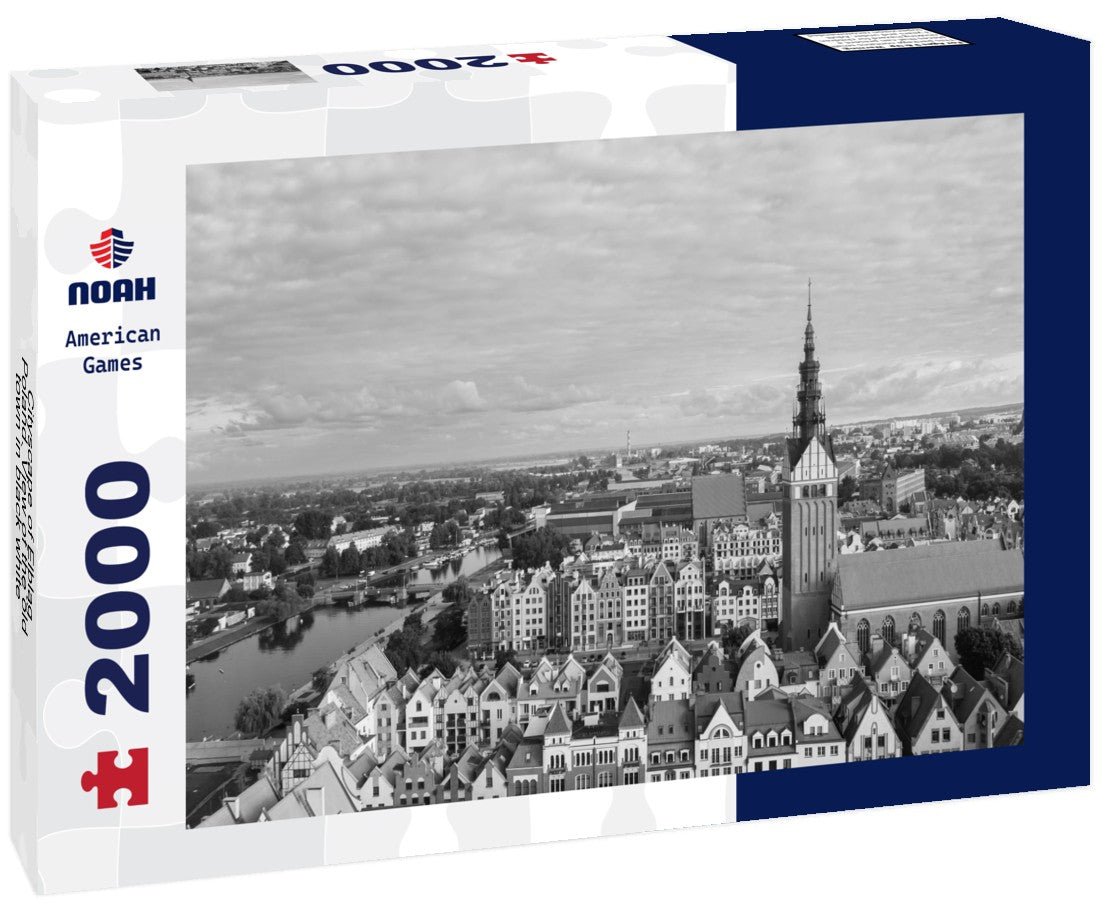 Noah Jigsaw Puzzle Cityscape of Elblag, Poland. View of the old town in black white 2000 pieces