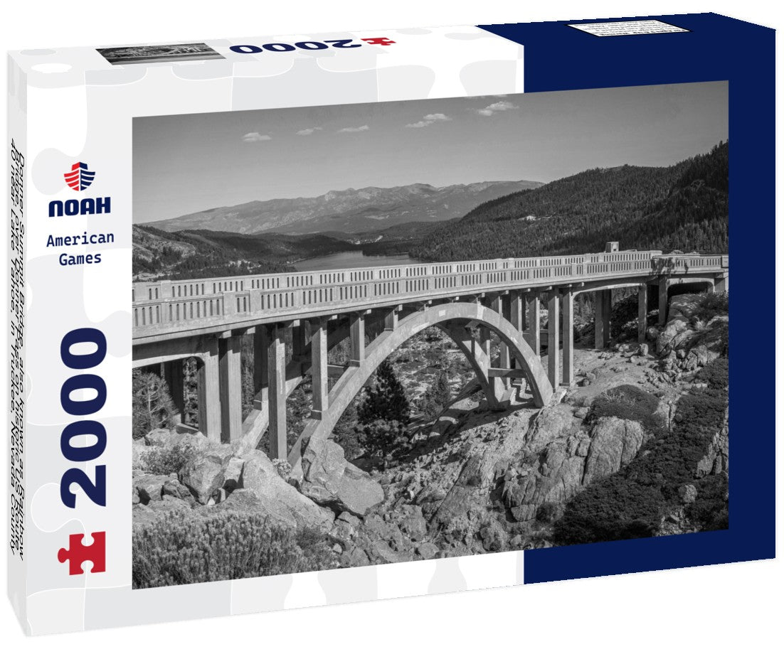 Noah Jigsaw Puzzle Donner Summit Bridge, also known as Rainbow Bridge, over Donner Pass on historic US Route 40 near Lake Tahoe, in Truckee, Nevada County, Northern California in black white 2000 pieces