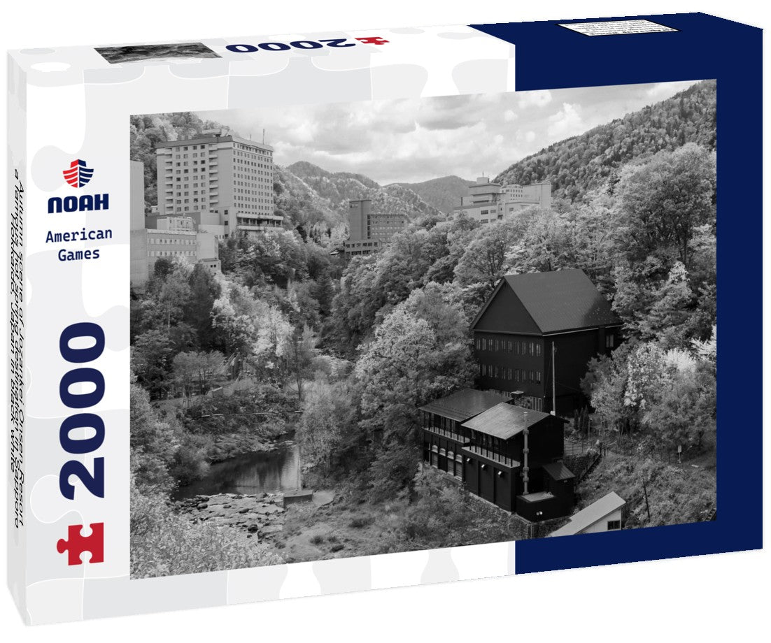 Noah Jigsaw Puzzle Autumn scene of Jozankei Onsen Resort, a famous hot spring destination in Sapporo, Hokkaido, Japan in black white 2000 pieces