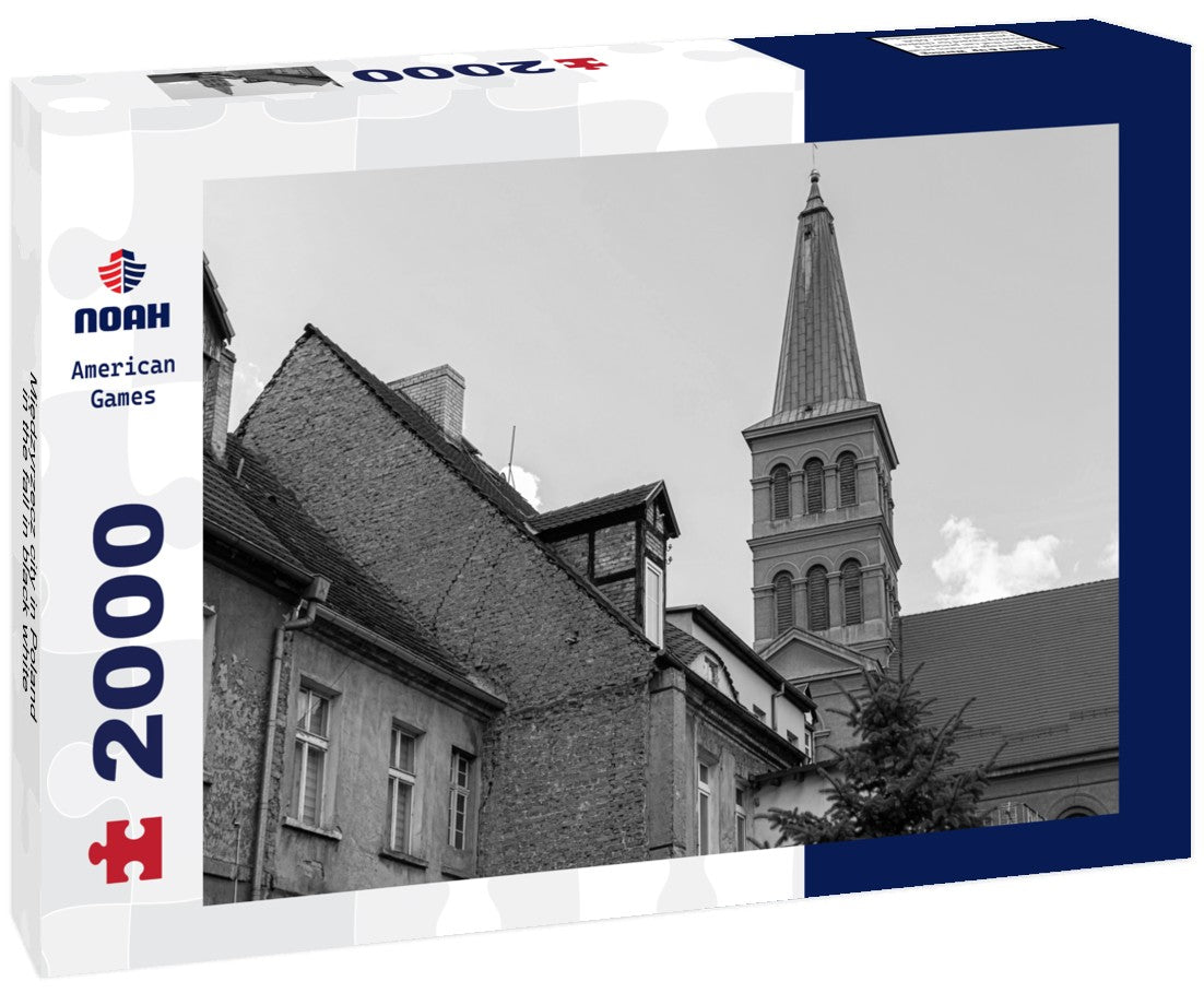 Noah Jigsaw Puzzle Miedzyrzecz city in Poland in the fall in black white 2000 pieces