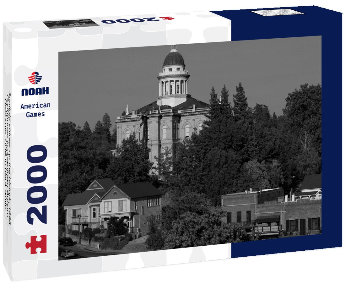 Noah Jigsaw Puzzle Sunlight shines on the historic 1898 Courthouse in downtown Auburn, California, USA in black white 2000 pieces