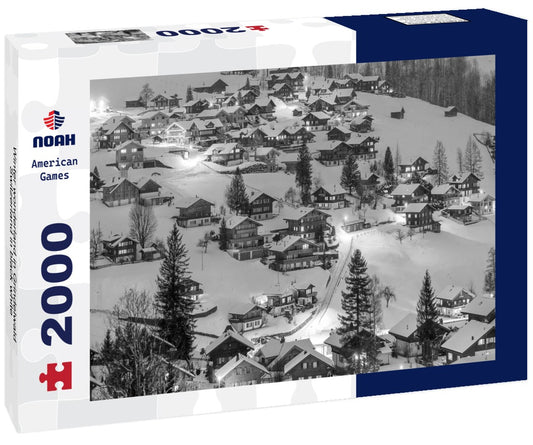 Noah Jigsaw Puzzle Winter wonderland in Grindelwald, Switzerland in black white 2000 pieces