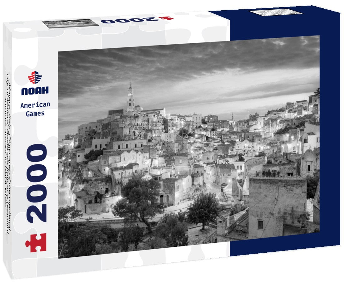 Matera, Italy. Cityscape of the medieval city of Matera, Basilicata Italy at a beautiful summer sunset 2000pc PuzzleBlack and White