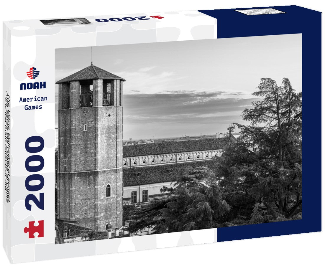 Noah Jigsaw Puzzle The Udine Cathedral at sunset. Also called the Duomo di Udine, it is the main church of the city in black white 2000 pieces