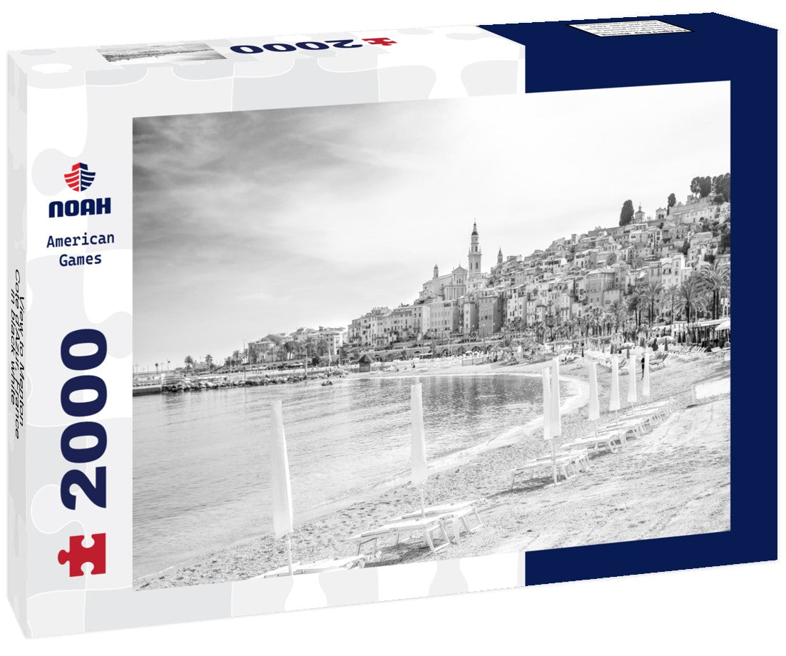 Noah Jigsaw Puzzle View to Menton, Cote d'Azur, France in black white 2000 pieces