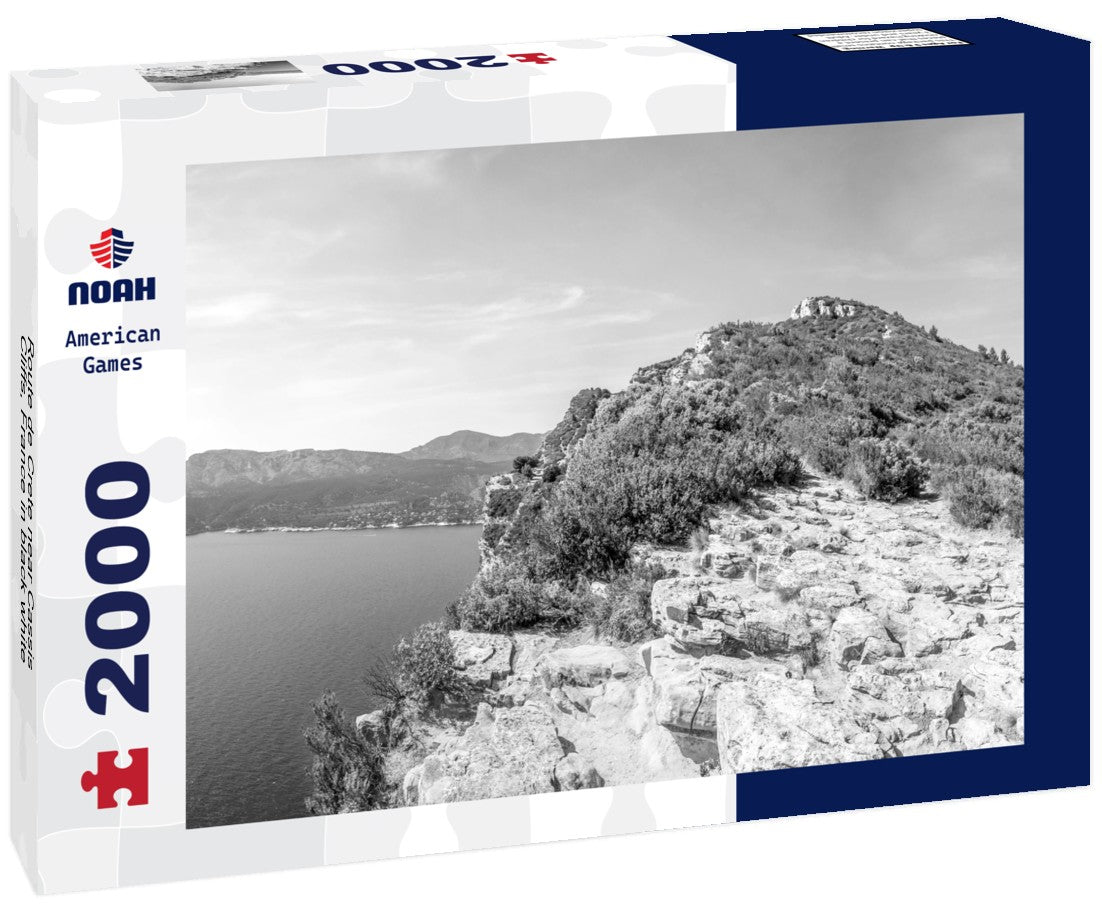 Noah Jigsaw Puzzle Route de Crete near Cassis, Cliffs, France in black white 2000 pieces