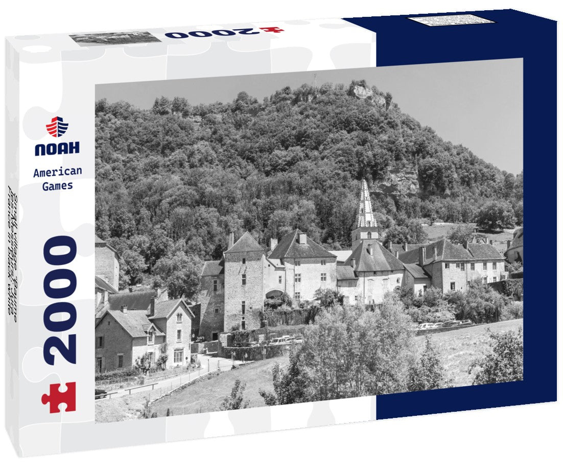 Noah Jigsaw Puzzle Small village “Baume-les-Messieurs!; Jura, France in black white 2000 pieces
