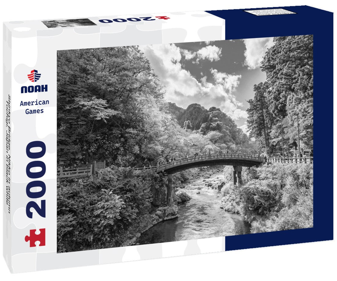 Noah Jigsaw Puzzle Shinkyo Bridge, Nikko in autumn, Tochigi, Japan in black white 2000 pieces