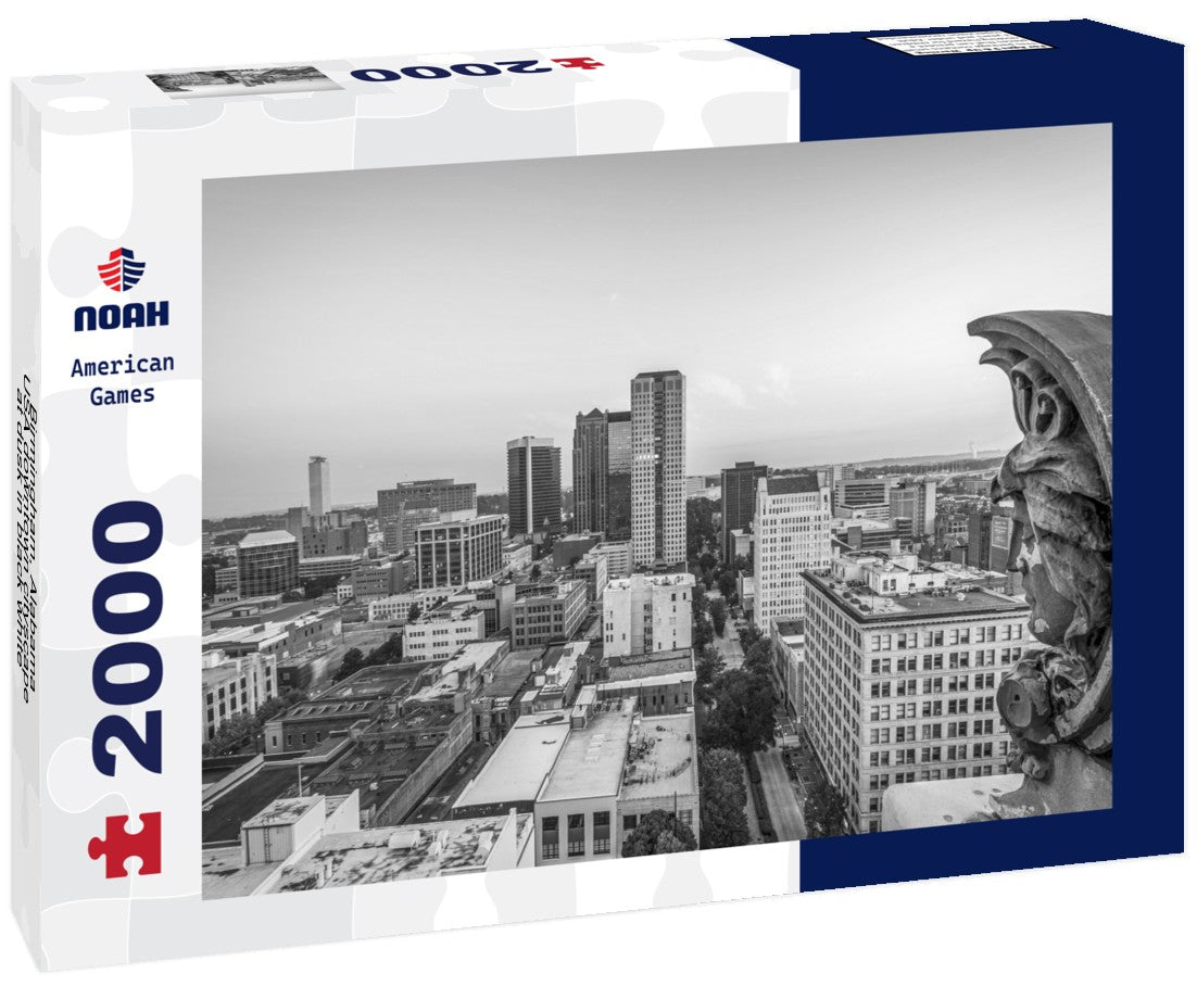 Noah Jigsaw Puzzle Birmingham, Alabama, USA downtown cityscape at dusk in black white 2000 pieces