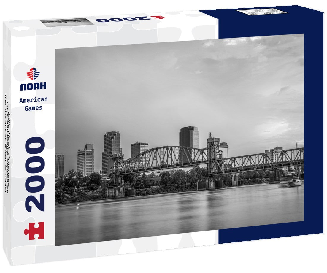 Noah Jigsaw Puzzle Little Rock, Arkansas, USA downtown skyline on the Arkansas River at dawn in black white 2000 pieces