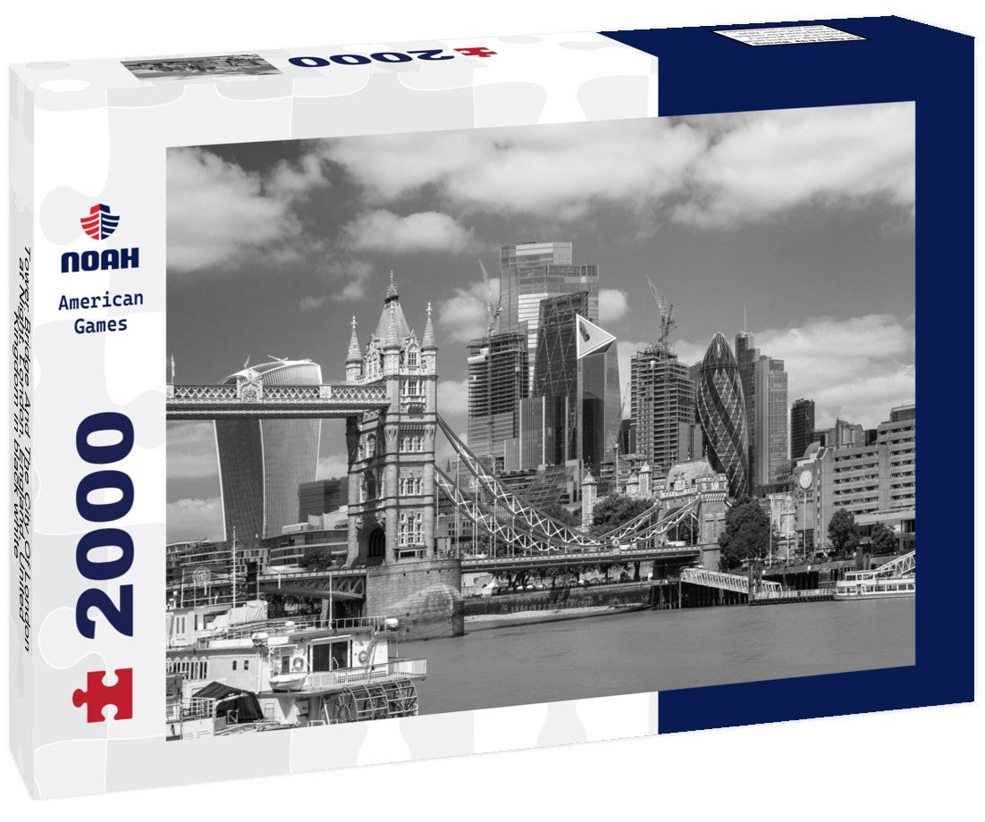 Noah Jigsaw Puzzle Tower Bridge And The City Of London at Night, London, England, United Kingdom in black white 2000 pieces