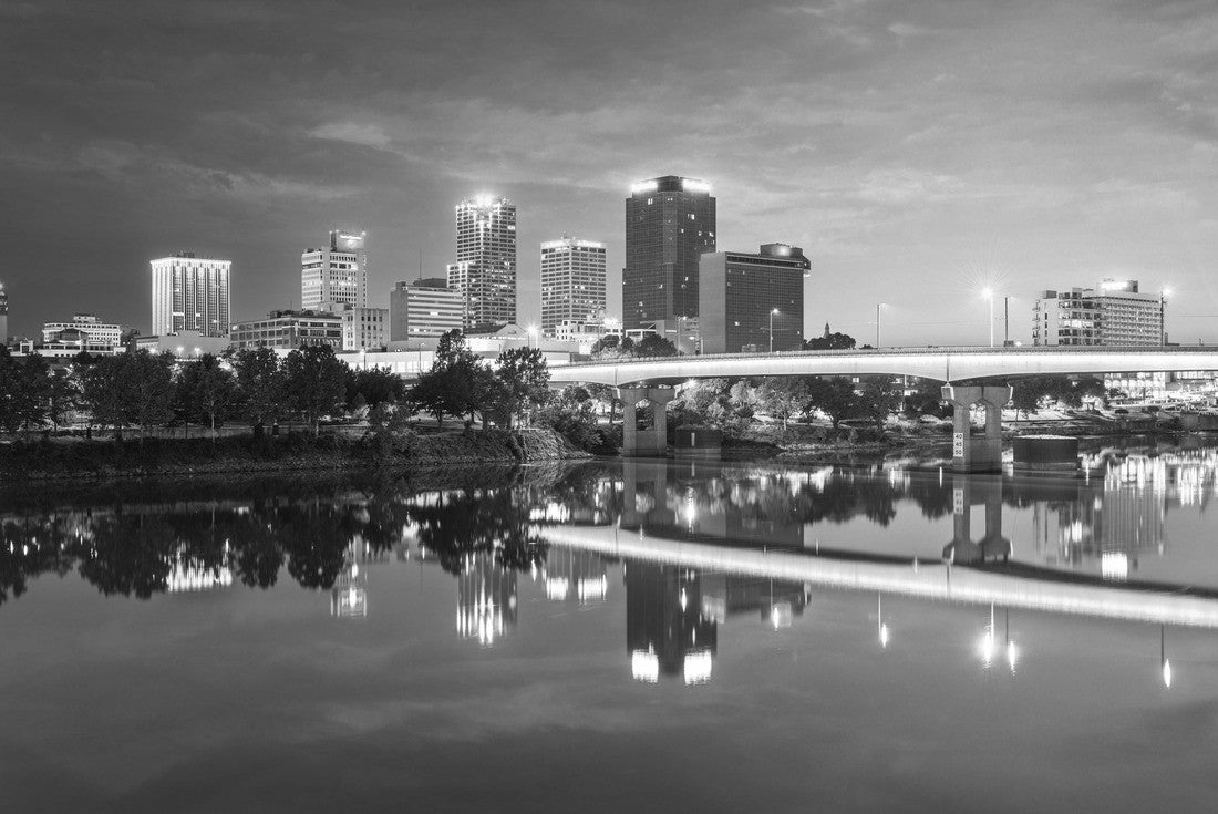 Little Rock, Arkansas, USA downtown skyline on the Arkansas River at dawn 2000pc PuzzleBlack and White