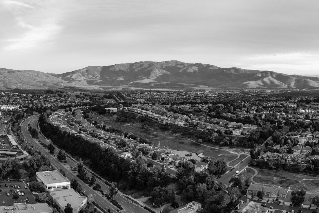 Aerial view of Eastlake Chula Vista, San Diego County, at sunset 2000pc PuzzleBlack and White