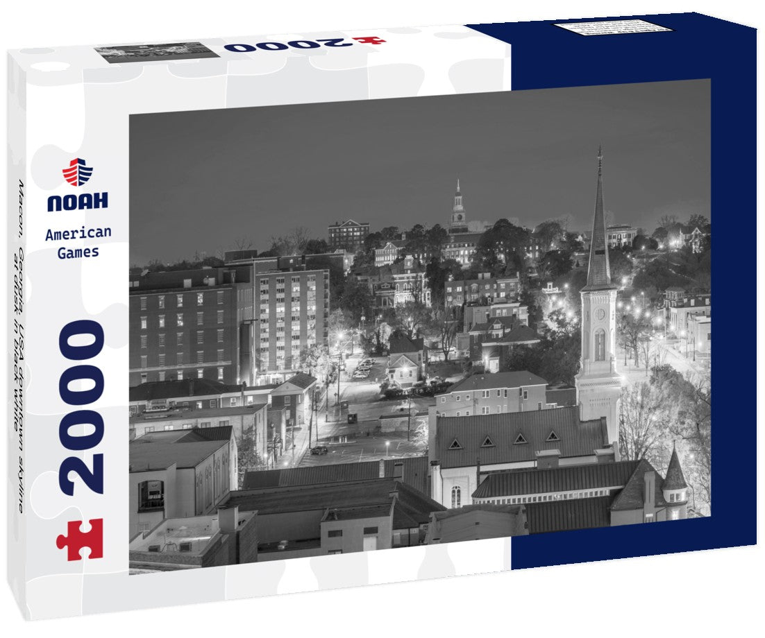 Noah Jigsaw Puzzle Macon, Georgia, USA downtown skyline at dusk in black white 2000 pieces