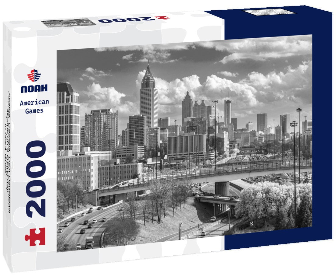 Noah Jigsaw Puzzle Atlanta, Georgia, USA Downtown Skyline on a spring day in black white 2000 pieces
