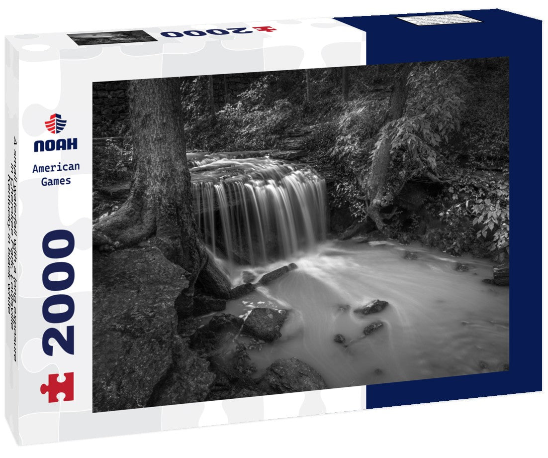 Noah Jigsaw Puzzle A small waterfall with a long exposure in Cherokee Park, Louisville, Kentucky in black white 2000 pieces