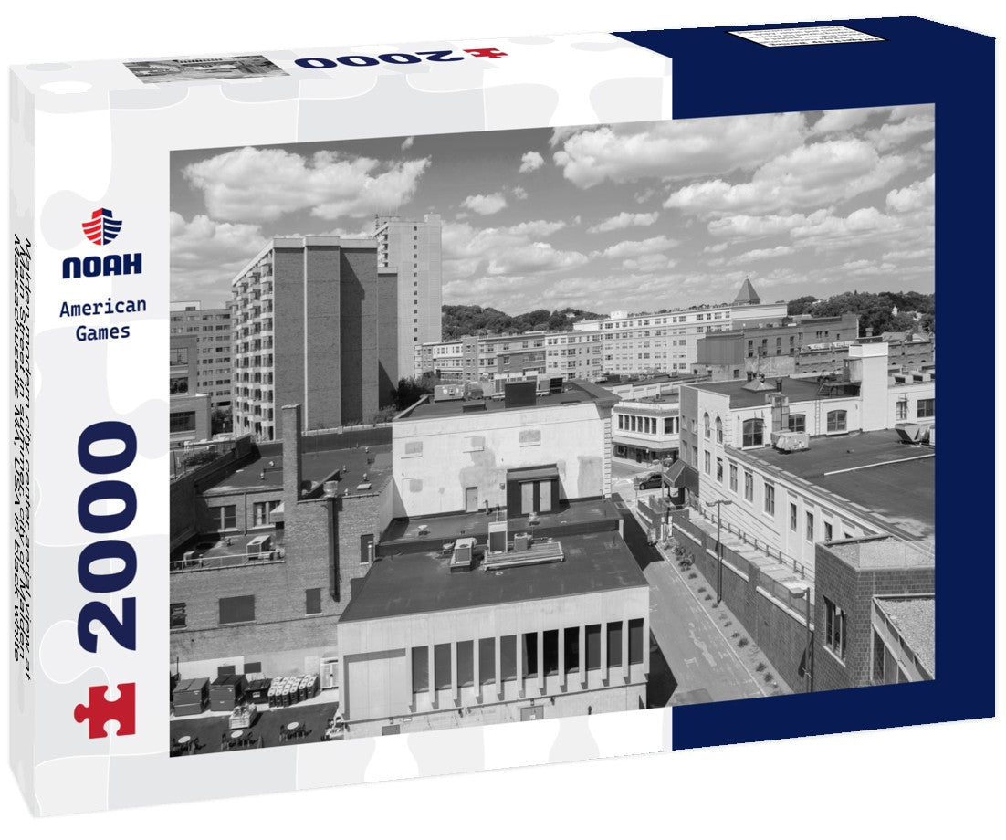 Noah Jigsaw Puzzle Malden modern city center aerial view at Main Street in summer, city of Malden, Massachusetts MA, USA in black white 2000 pieces